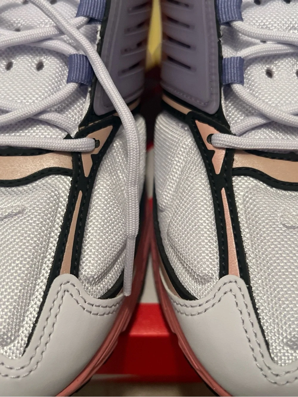 Nike men’s Pink and Gray Sneakers with Yellow Swoosh